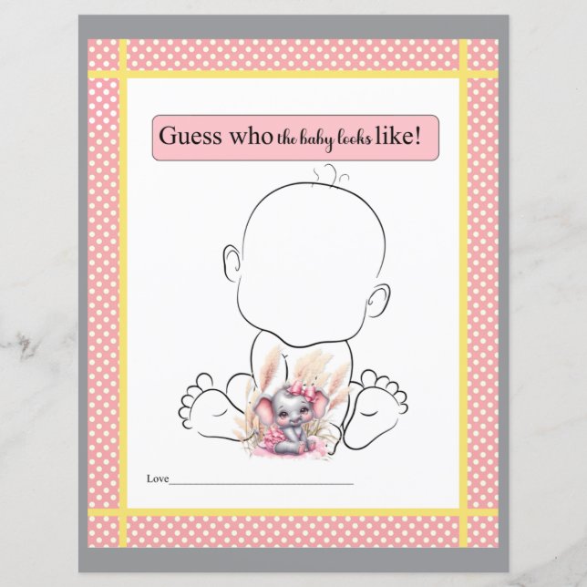 Elefante Rosa Doce - Que Bebê se parecerá Jogo (Frente)