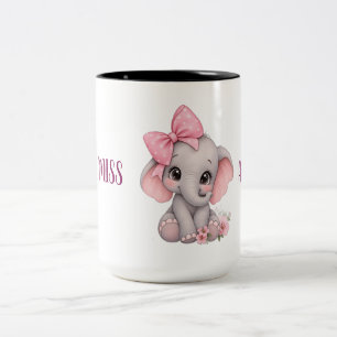 Elefante Rosa Fofo Caneca / Xícara de Café Little