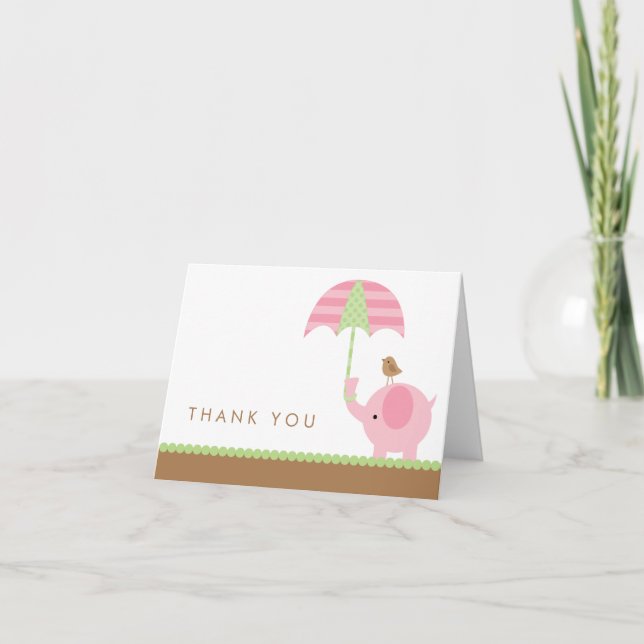 Elefante Rosa Obrigado Cartões (Frente)