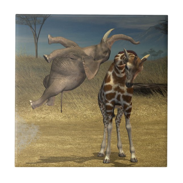 Elefante Salta Sobre Girafa (Frente)
