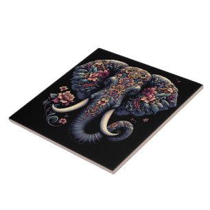Elefante vibrante com padrão floral
