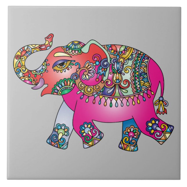 Elefante vibrante da mandala da cor (Frente)