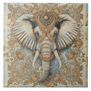 Elefante Vintage, Elefante Antigo, Azul Suave Dour