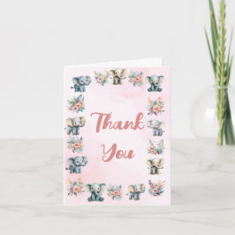 Elefantes Boho Jungle Flower Pink Cartões de agrad
