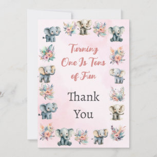 Elefantes Boho Jungle Flower Pink Cartões de agrad