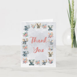 Elefantes Boho Jungle Flowers Cartões de agradecim