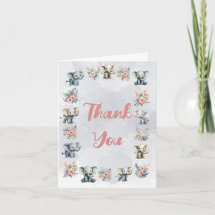 Elefantes Boho Jungle Flowers Cartões de agradecim