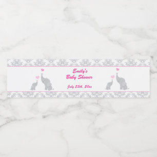 Elefantes Chá de fraldas Etiqueta Rapariga Cinza R