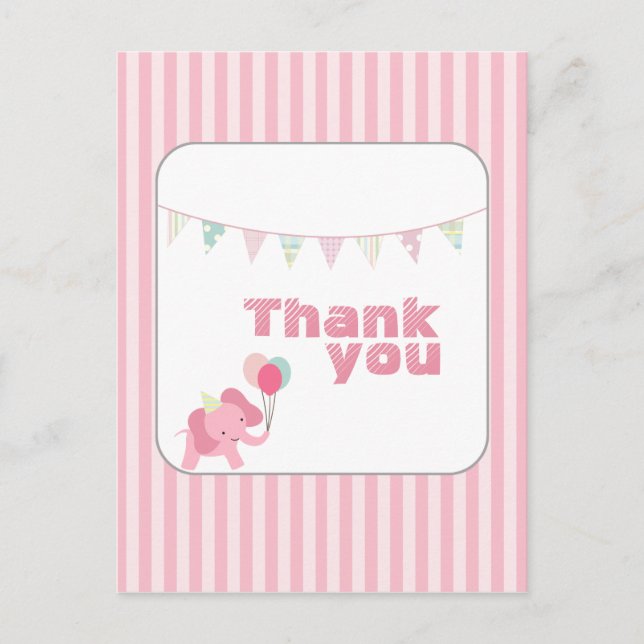 Elefantes cor-de-rosa obrigado seu cartão postal (Frente)