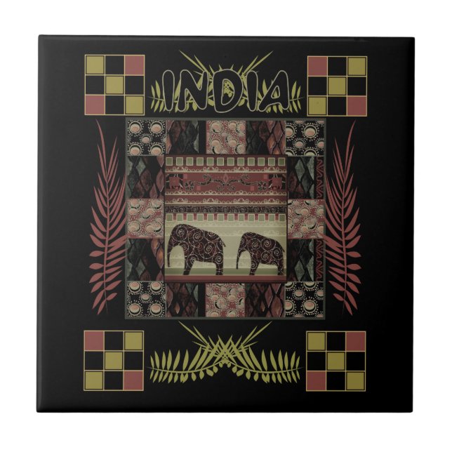 Elefantes de mantas étnicas da Índia (Frente)