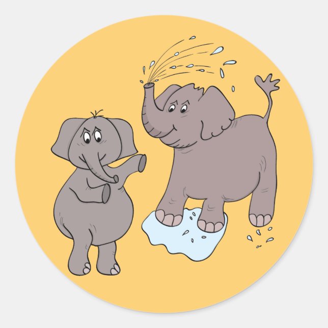 elefantes engraçados adesivos "cartoon" (Frente)