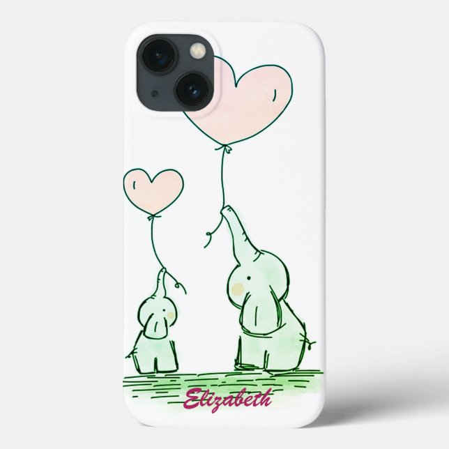 Elefantes Fofos Com Balões - Personalizado (Verso)