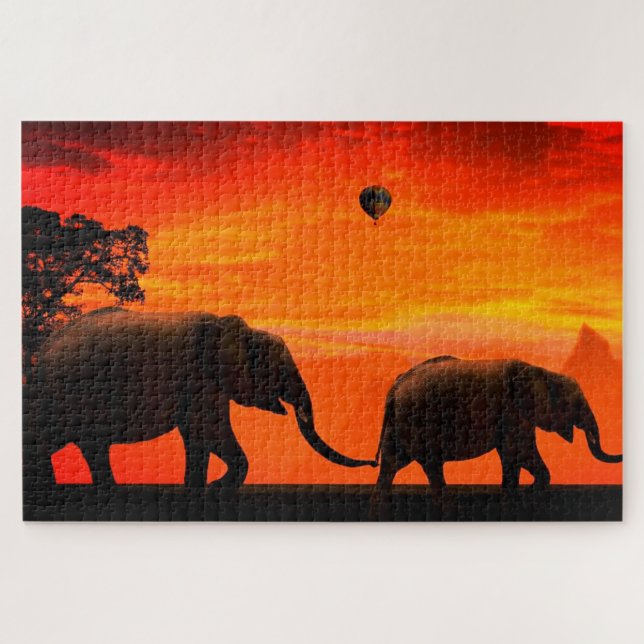 Elefantes Jigsee Quebra-cabeça Sunset (Horizontal)