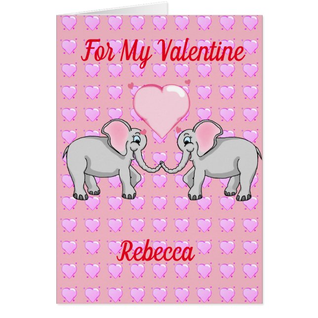 Elefantes no Cartão de Dia de os namorados de Amor (Frente)