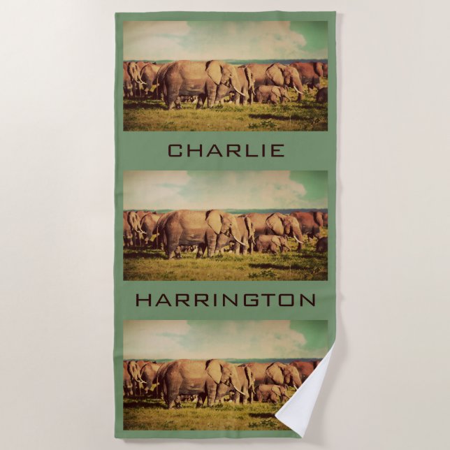 Elefantes OU SUA toalha de praia conhecida feita (Frente)