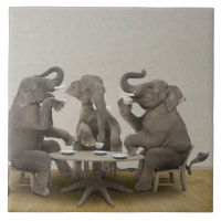 Elefantes que têm o tea party