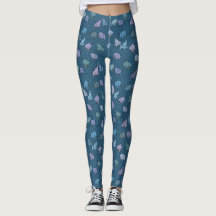 Elefantinhos em Leggings de Redemoinho Azul