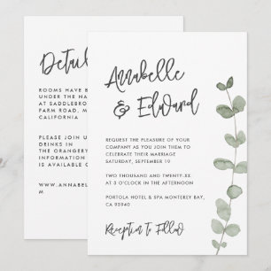Elegan Wedding eucalyptus, convite chic