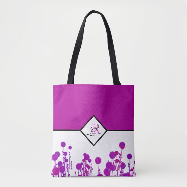 Elegance Blooms: Bolsa de Monograma Personalizado (Frente)