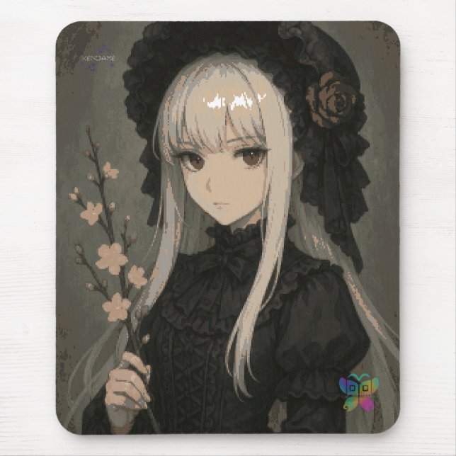 Elegance of the Midnight Blossom Maiden Mouse Pad (Frente)