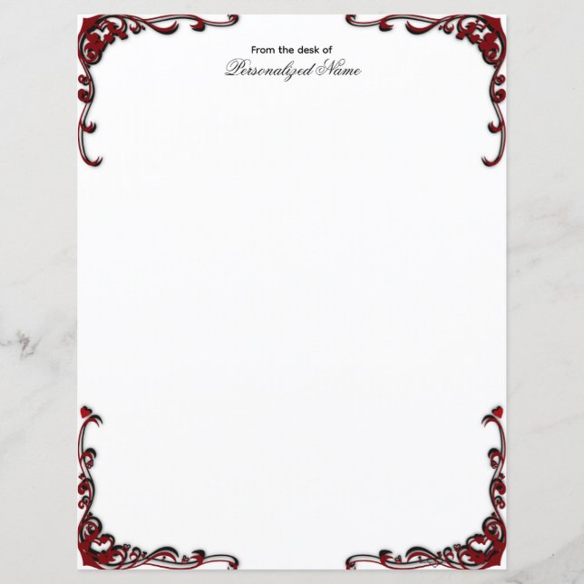 Elegância Barroca - Folha de Papel Preto Sem Linha (Frente)