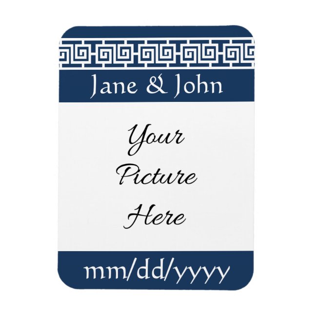 Elegância Chinesa em Ímã de Save-the-Date Azul-Mar (Vertical)