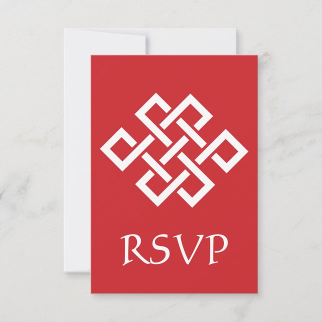 Elegância Chinesa no Cartão de RSVP Cereja (Frente)