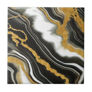 Elegância com visual de mármore preto e branco dou
