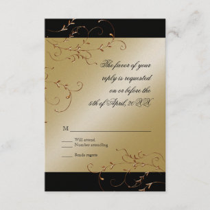 Elegância de empate preto, placa de resposta RSVP