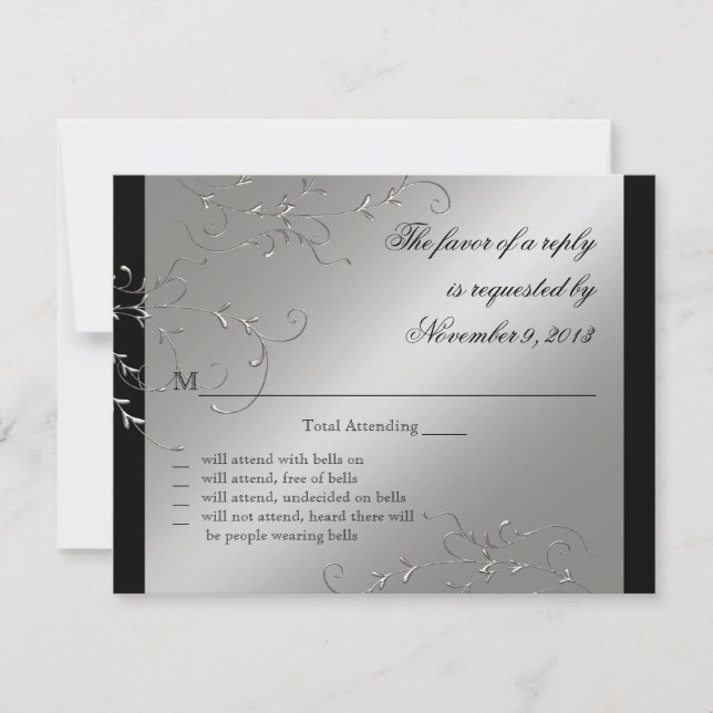 Elegância de empate preto, placas de resposta RSVP (Frente)