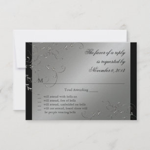 Elegância de empate preto, placas de resposta RSVP