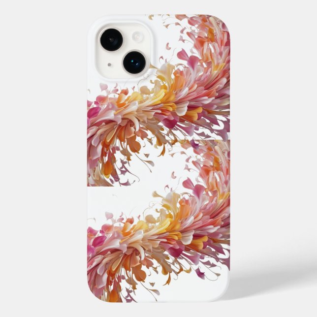 Elegância de Ondas Florais - iPhone 14 de Arte Pet (Verso)
