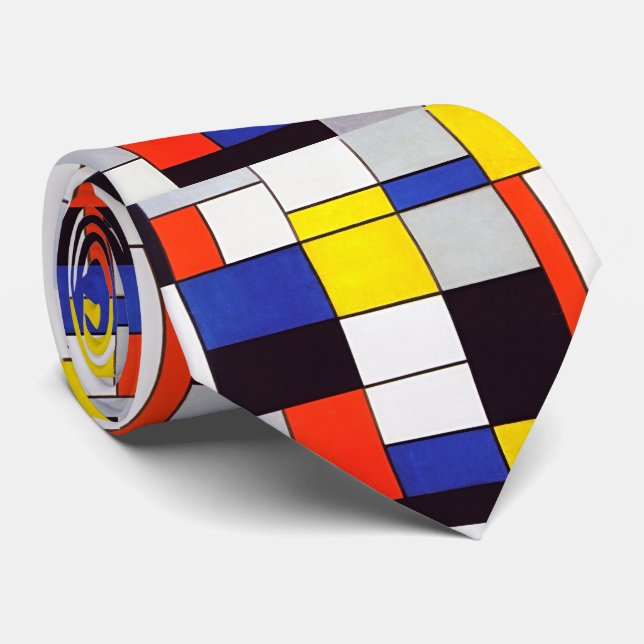 Elegância de Piet Mondrian - Gravata Artística (Rolled)