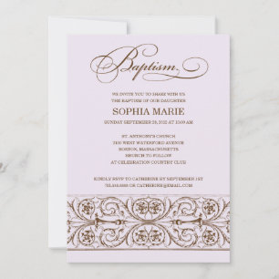 ELEGÂNCIA DE VINTAGEM CONVITE BAPTISMO