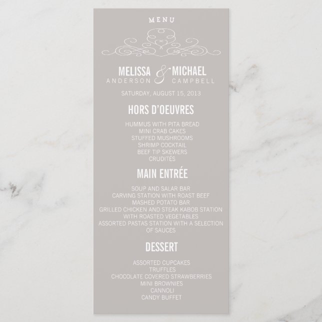 ELEGÂNCIA DE VINTAGEM | MENU DE CASAMENTO (Frente)