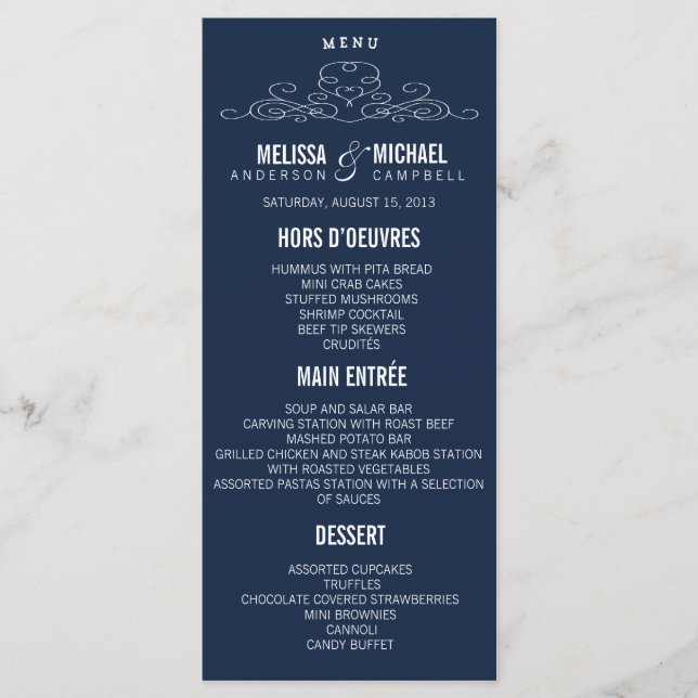 ELEGÂNCIA DE VINTAGEM | MENU DE CASAMENTO (Frente)
