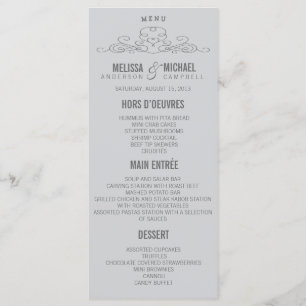 ELEGÂNCIA DE VINTAGEM MENU DE CASAMENTO