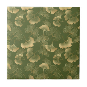 Elegância do Ginkgo Esmeralda – Azulejo Botânico d