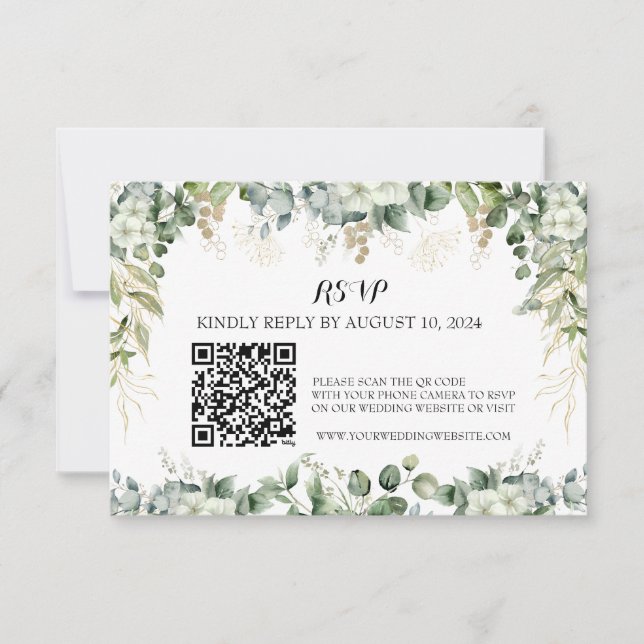 Elegância em Bloom: RSVP QR Silver Response Card (Frente)