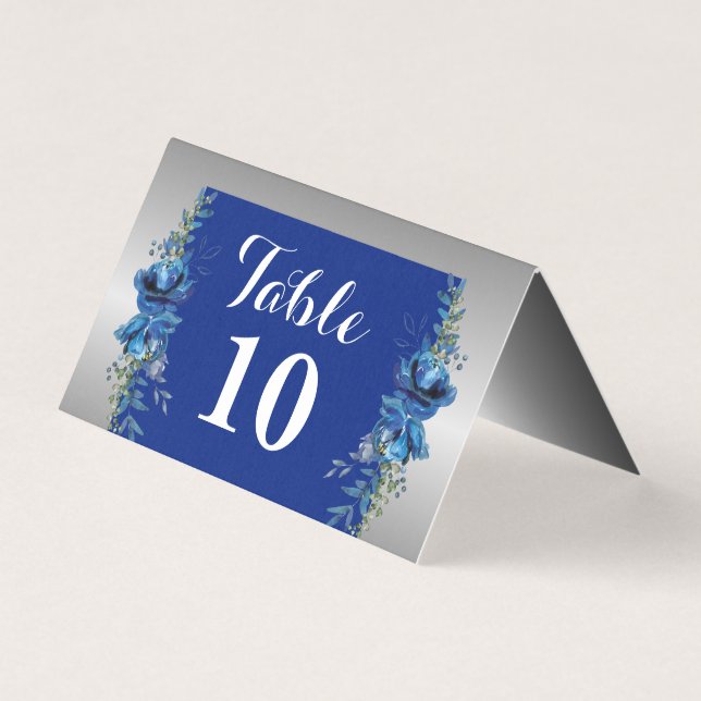 Elegância em cartão azul e prateado dobrado (Frente)