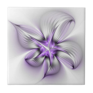 Elegância Floral Arte Fractal Violeta Abstrata Mod