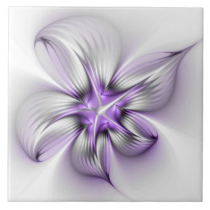 Elegância Floral Arte Fractal Violeta Abstrata Mod