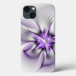 Elegância Floral Arte Fractal Violeta Abstrata Mod