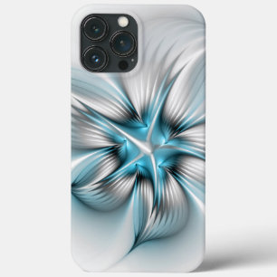 Elegância Floral Moderna Abstrato Azul Arte Fracta