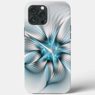 Elegância Floral Moderna Abstrato Azul Arte Fracta