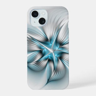 Elegância Floral Moderna Abstrato Azul Arte Fracta