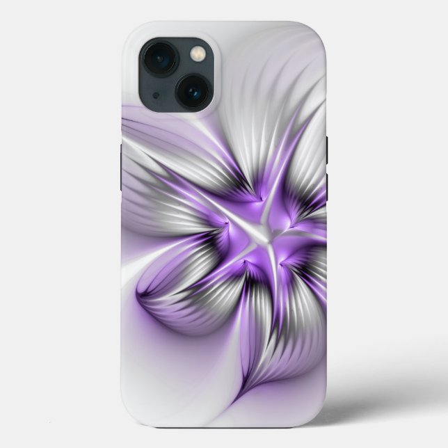 Elegância Floral Moderna Abstrato Violet Art (Verso)