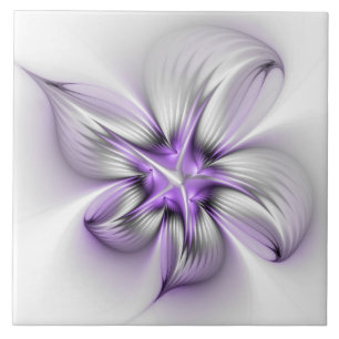 Elegância Floral Moderna Abstrato Violet Art