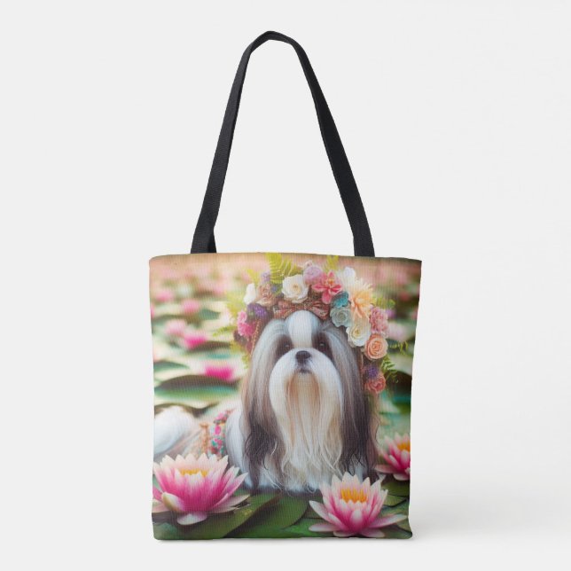 Elegância Floral por água" Canvas Tote Bag (Verso)