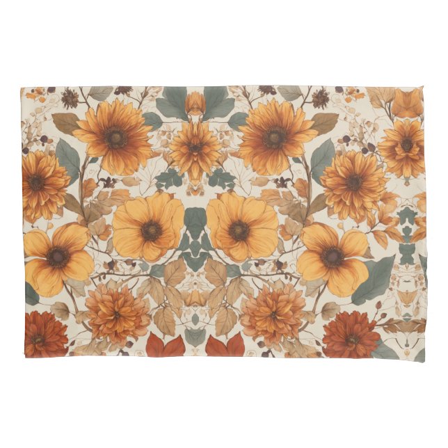 Elegância florescente: Design Floral Pillowcase (Frente)
